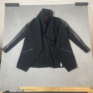 Black Women's Sweater with Leather Accents